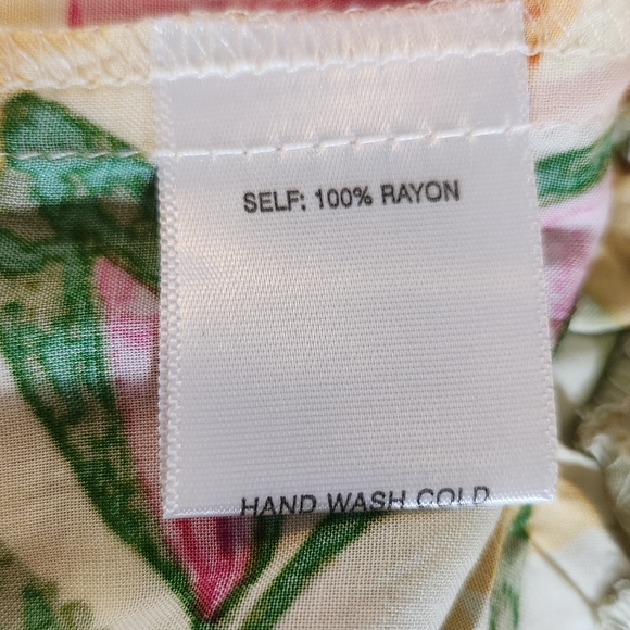 Rose + Olive Yellow Tropical Print Wide-Leg Pants NWT Size Medium - Picture 9 of 10